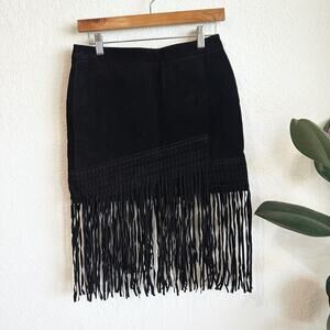 Blanknyc 100% Leather Suede Mini Skirt 26 Fringe Western Coachella Boho Festival